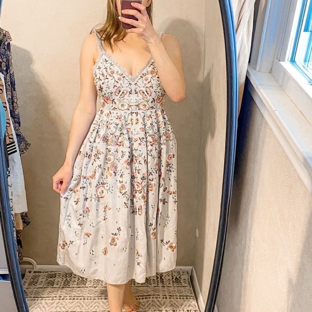 Needle & Thread Butterfly Embroidered Midi Dress